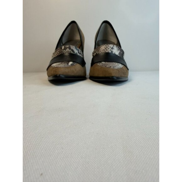 Tahari Aimee Womens Size 7M Brown/Black Suede Leather Animal Print Pumps - Picture 5 of 14